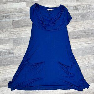 Soft Surroundings blue cowl neck sleeveless dress front pockets size small M42